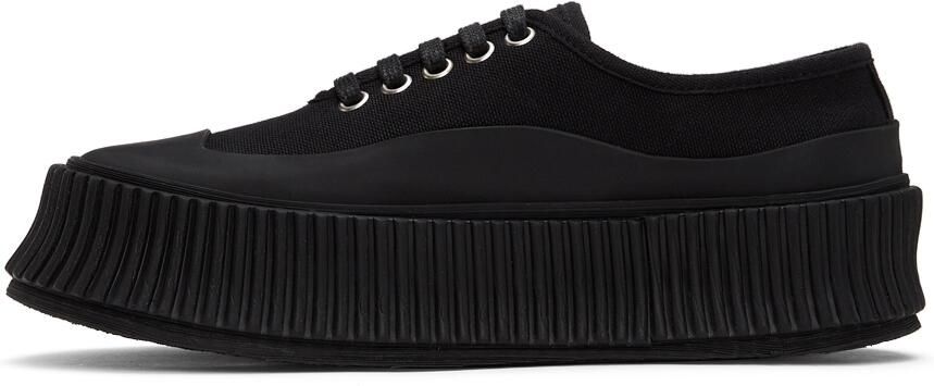 Jil Sander Black Canvas Platform Sneakers - Picture 2