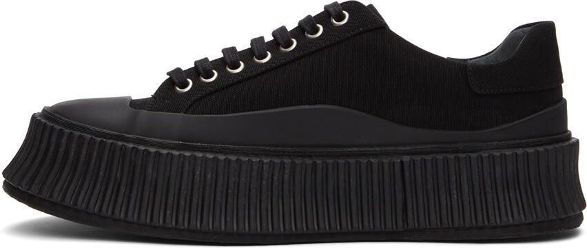 Jil Sander Black Canvas Platform Sneakers - Picture 2