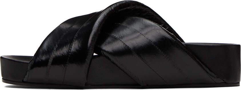 Jil Sander Black Criss-Cross Slides - Picture 3