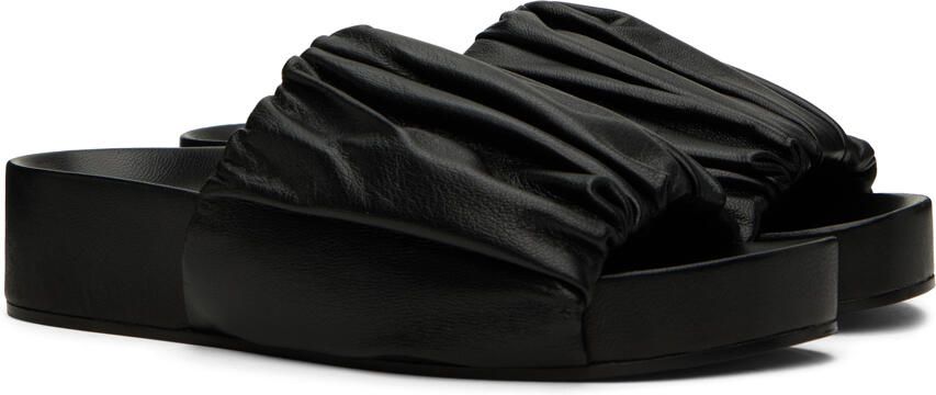 Jil Sander Black Gathered Slides - Picture 2