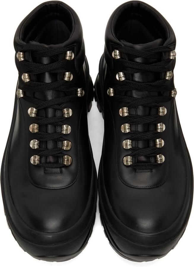 Jil Sander Black Leather Hiking Boots - Picture 2