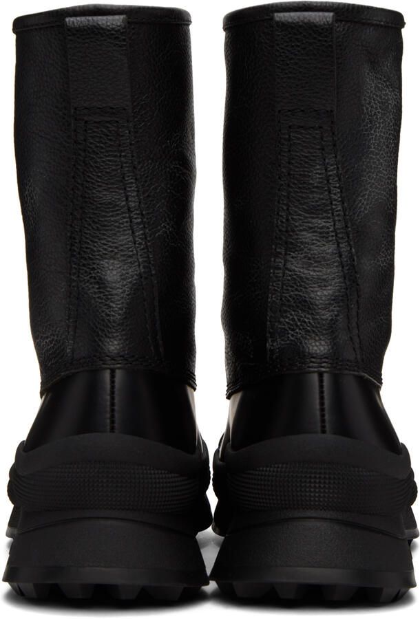 Jil Sander Black Leather Lace-Up Boots - Picture 3