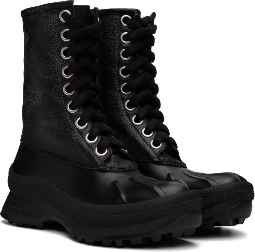 Jil Sander Black Leather Lace-Up Boots