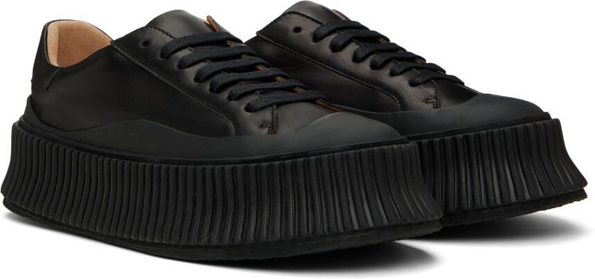 Jil Sander Black Leather Platform Sneakers - Picture 2