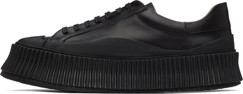 Jil Sander Black Leather Platform Sneakers - Picture 2