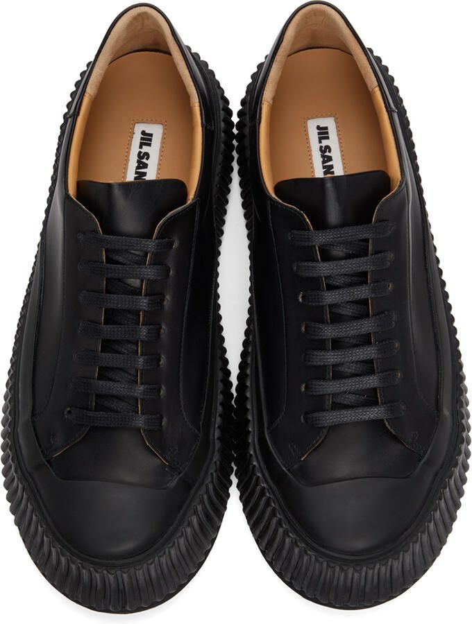 Jil Sander Black Leather Platform Sneakers