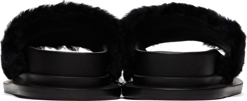 Jil Sander Black Shearling Slides - Picture 2