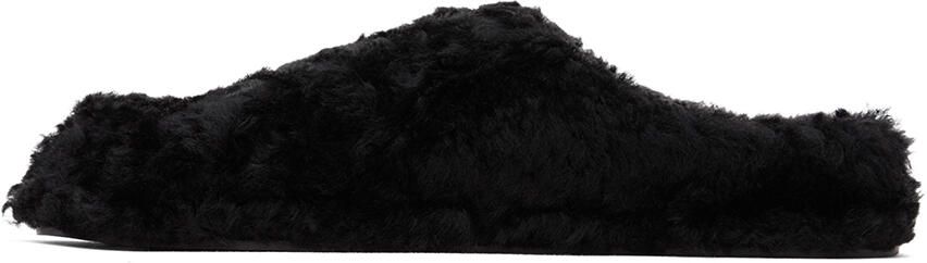 Jil Sander Black Shearling Slippers - Picture 4