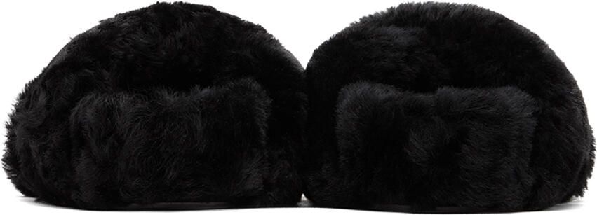 Jil Sander Black Shearling Wrap Sandals - Picture 4