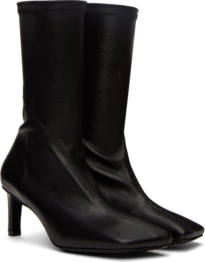 Jil Sander Black Square Toe Ankle Boots - Picture 3