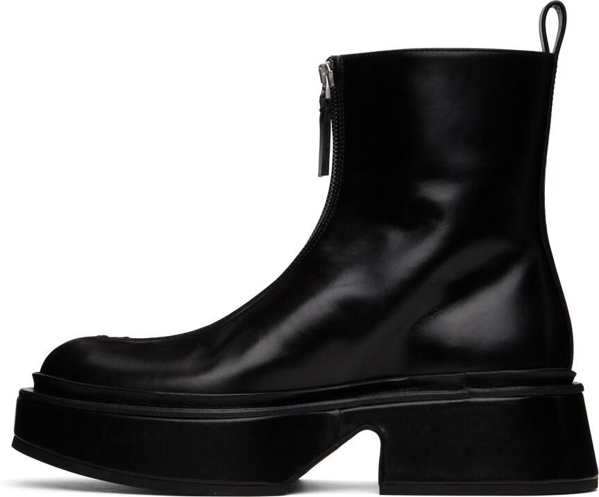 Jil Sander Black Wedge Platform Boots - Picture 3