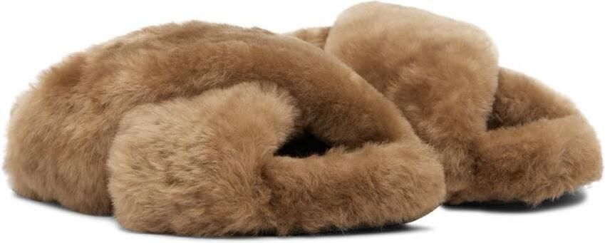 Jil Sander Brown Shearling Wrap Sandals