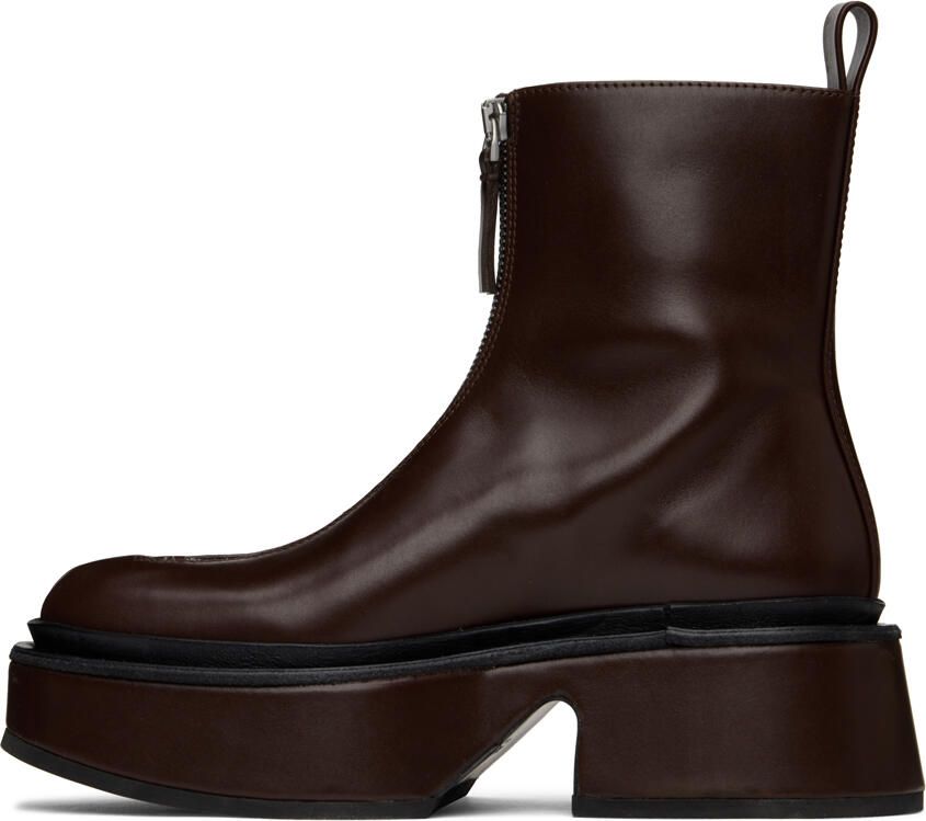 Jil Sander Brown Wedge Platform Boots - Picture 3
