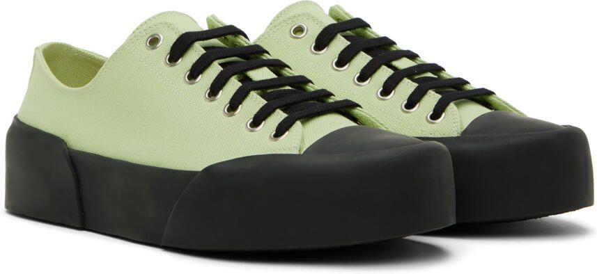 Jil Sander Green & Black Canvas Sneakers - Picture 2
