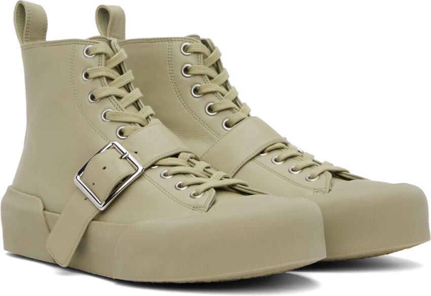 Jil Sander Green Buckle Sneakers - Picture 2