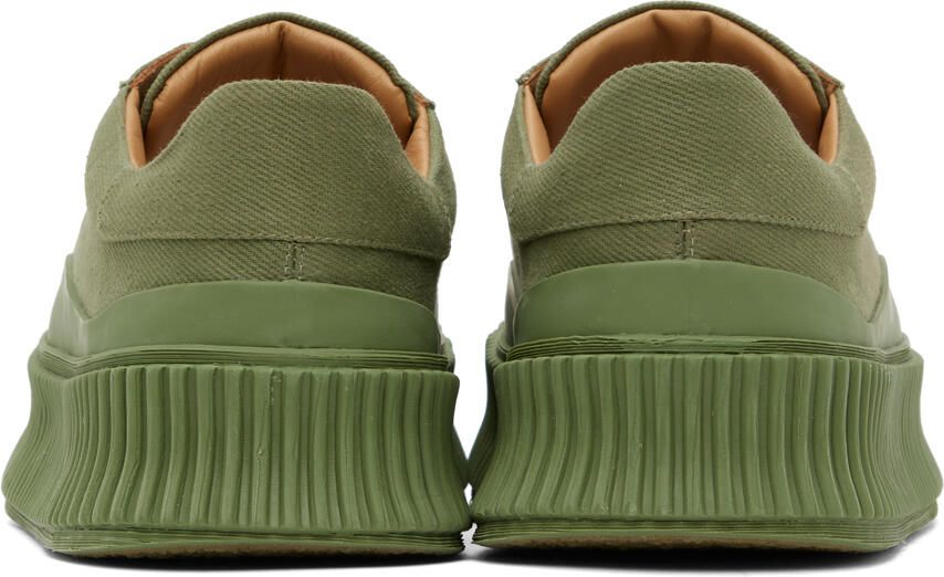 Jil Sander Green Canvas Platform Sneakers