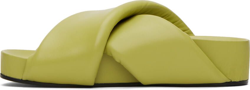 Jil Sander Green Padded Slides - Picture 3