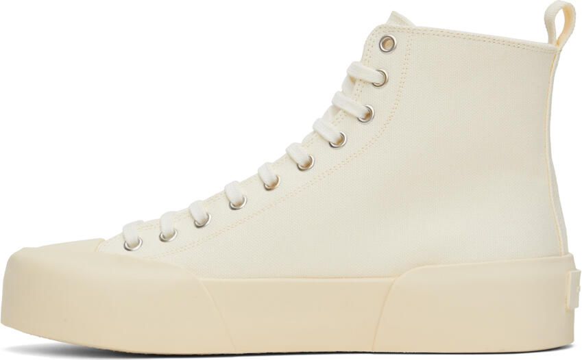 Jil Sander Off-White Canvas High-Top Sneakers - Picture 3
