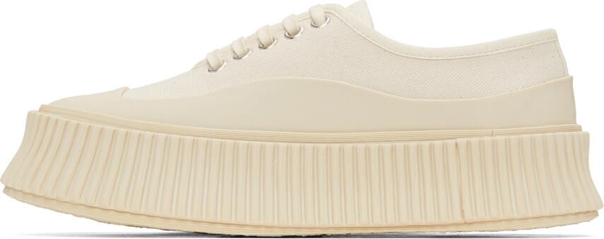 Jil Sander Off-White Canvas Platform Sneakers - Picture 4