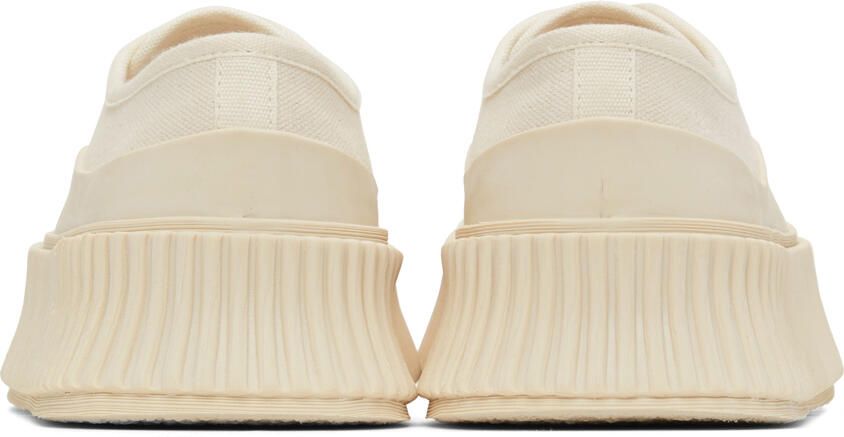 Jil Sander Off-White Canvas Platform Sneakers - Picture 2