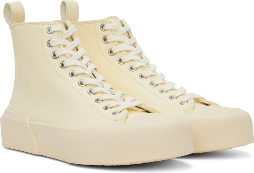 Jil Sander Off-White High-Top Sneakers - Picture 2