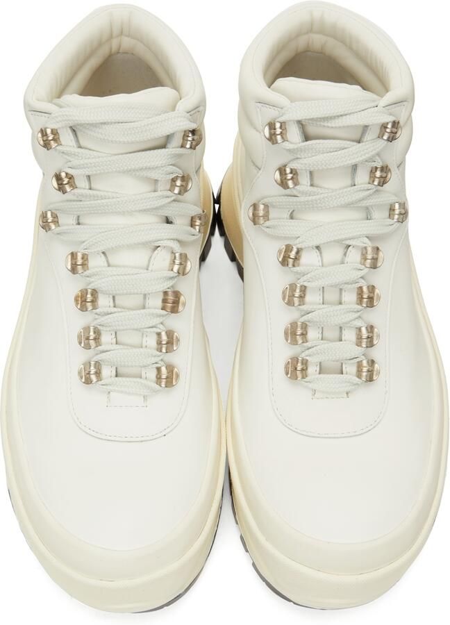 Jil Sander Off-White Leather Hiking Boots - Picture 2