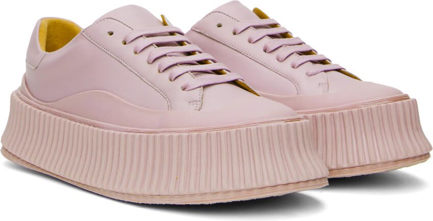 Jil Sander Purple Leather Sneakers - Picture 2