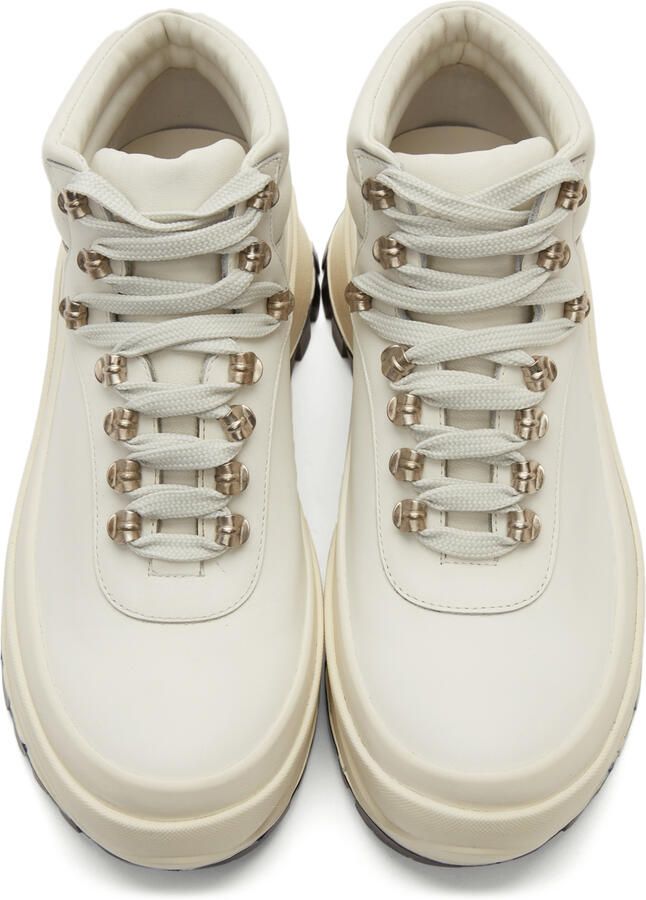 Jil Sander SSENSE Exclusive Off-White Leather Hiking Boots