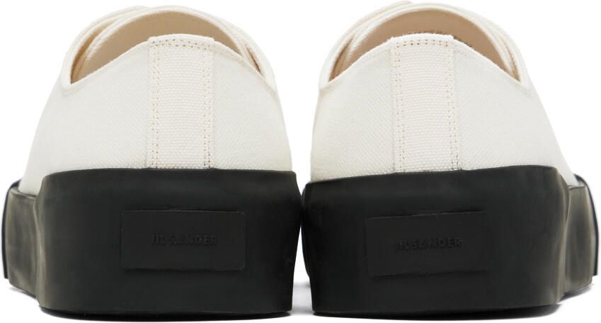 Jil Sander White & Black Canvas Sneakers
