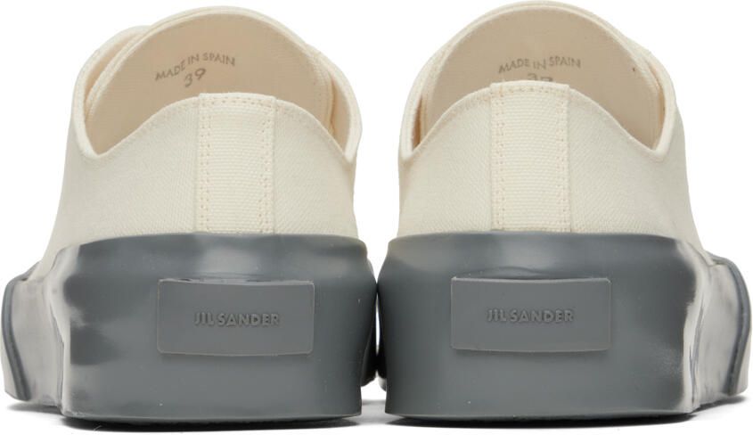 Jil Sander White & Gray Low-Top Sneakers