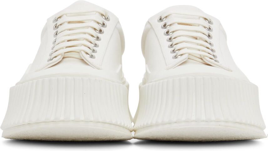 Jil Sander White Canvas Platform Sneakers - Picture 3