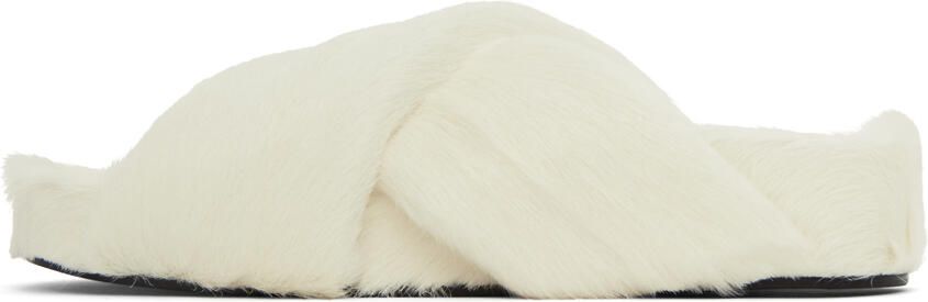 Jil Sander White Cross Strap Slides - Picture 3
