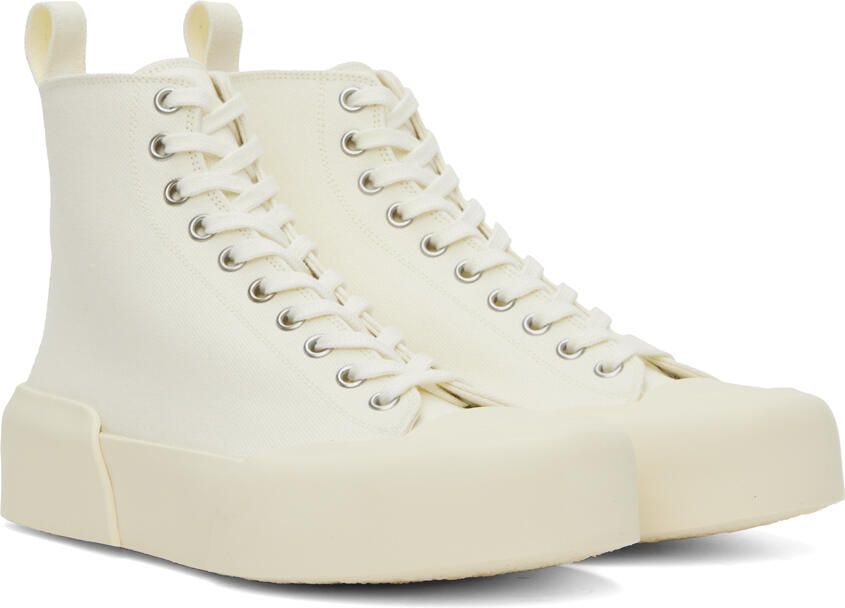 Jil Sander Off-White Cap Toe High-Top Sneakers - Picture 2