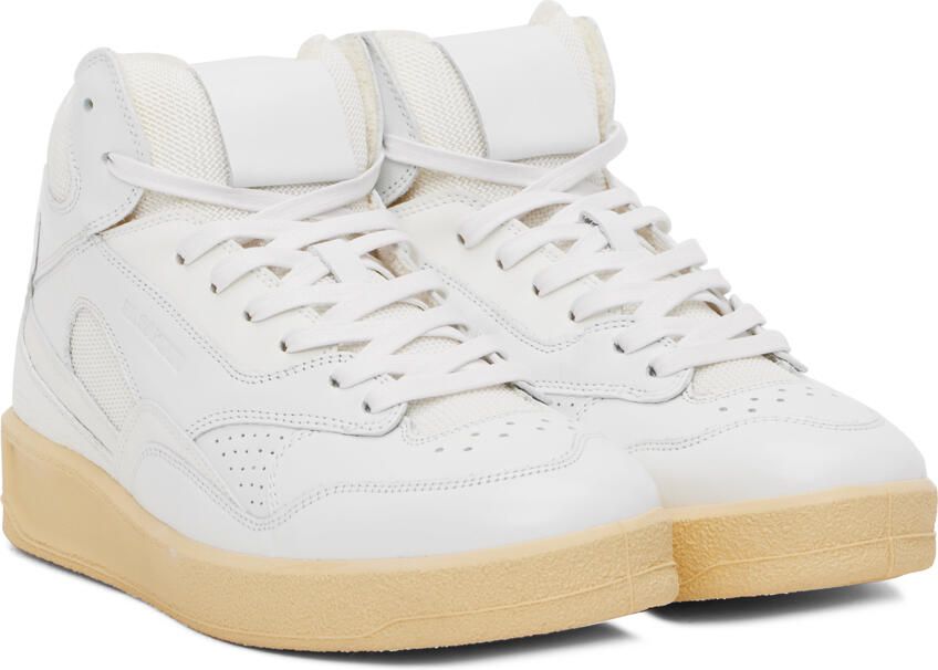 Jil Sander White Leather High Top Sneakers - Picture 2