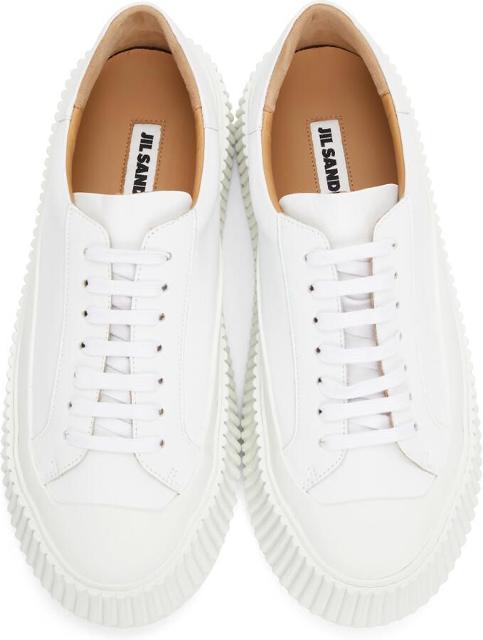 Jil Sander White Leather Platform Sneakers