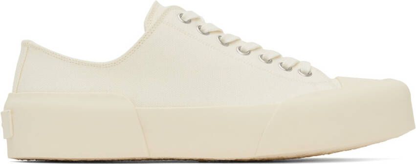 Jil Sander Off-White Canvas Sneakers - Picture 6