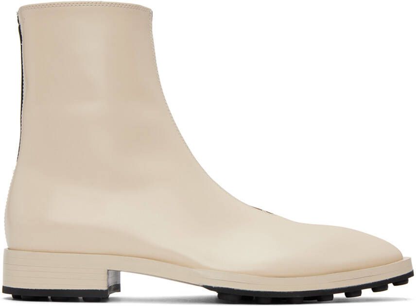 Jil Sander Off-White Leather Ankle Boots