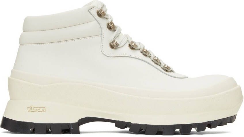 Jil Sander Off-White Leather Hiking Boots - Picture 5