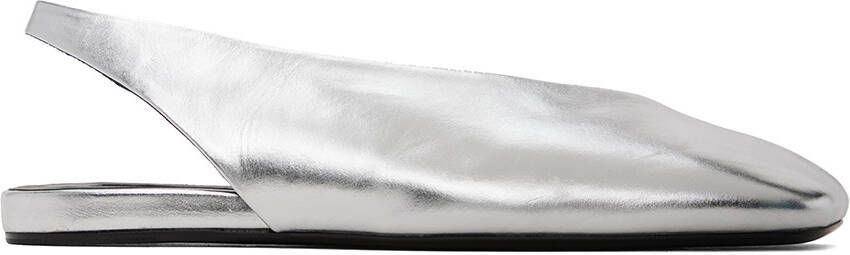 Jil Sander Silver Slingback Slippers - Picture 4