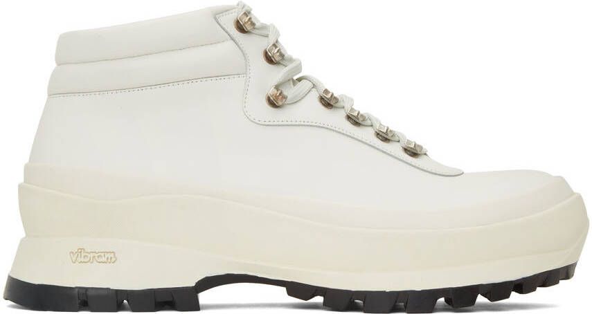 Jil Sander SSENSE Exclusive White Lace-Up Work Boots - Picture 5
