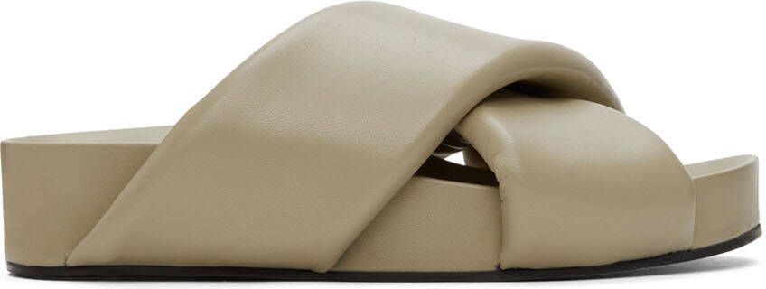 Jil Sander Taupe Oversize Wrapped Slides - Picture 5