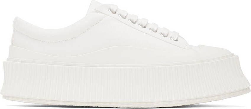 Jil Sander White Canvas Platform Sneakers