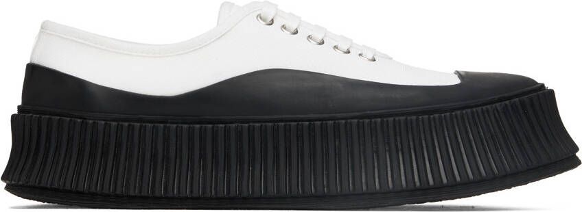Jil Sander White Canvas Platform Sneakers - Picture 5