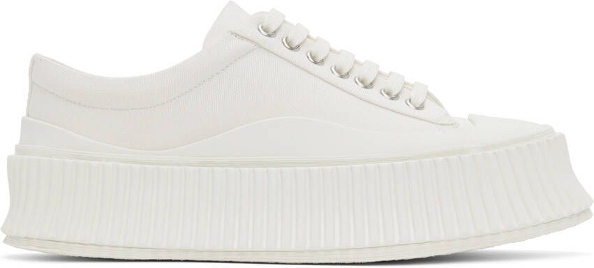Jil Sander White Canvas Platform Sneakers - Picture 5