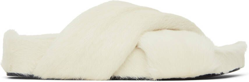 Jil Sander White Cross Strap Slides - Picture 4
