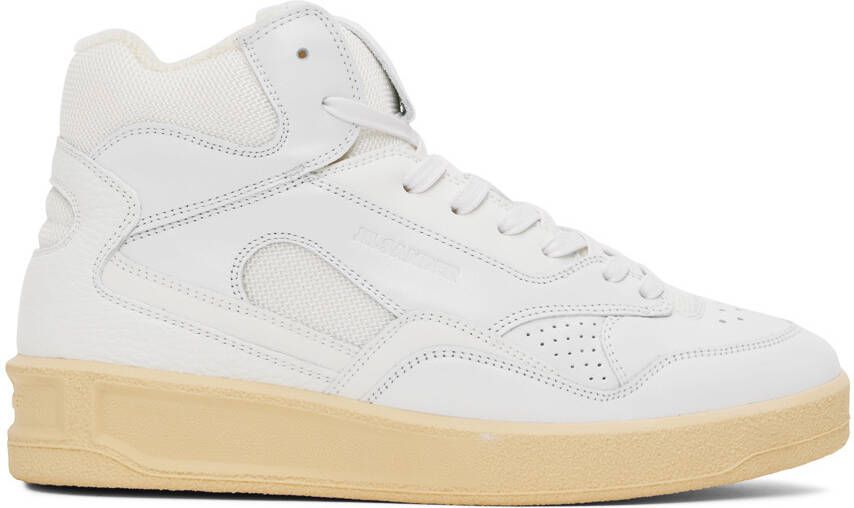 Jil Sander White Leather High Top Sneakers - Picture 5