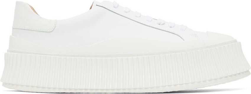 Jil Sander White Leather Platform Sneakers - Picture 5