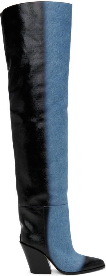 Jimmy Choo Black & Blue Maceo 85 Boots - Picture 2