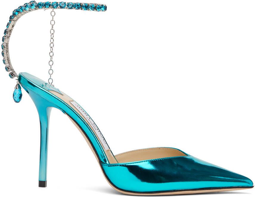 Jimmy Choo Blue Saeda 100 Heels - Picture 5