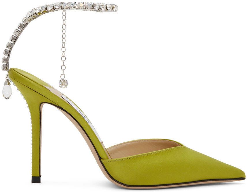 Jimmy Choo Green Saeda 100 Pumps - Picture 5